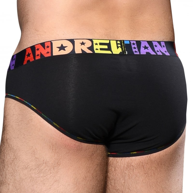 Andrew Christian Slip Almost Naked Coton Pride Noir INDERWEAR