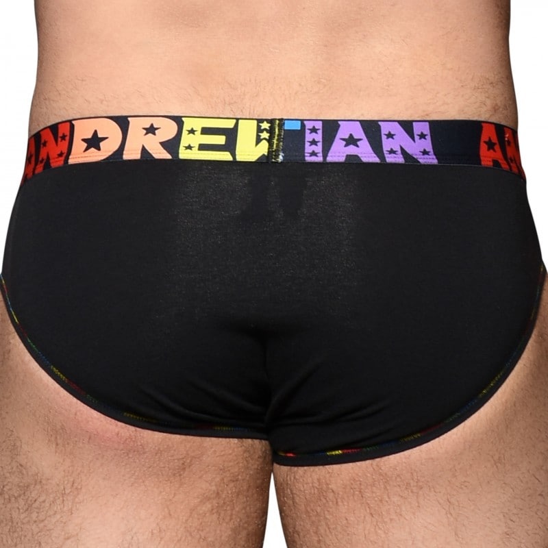 Andrew Christian Slip Almost Naked Coton Pride Noir INDERWEAR