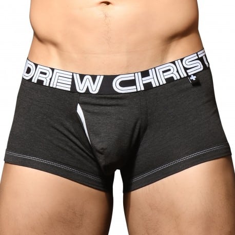 Andrew Christian Boxer Almost Naked Fly Tagless Gris Anthracite Inderwear