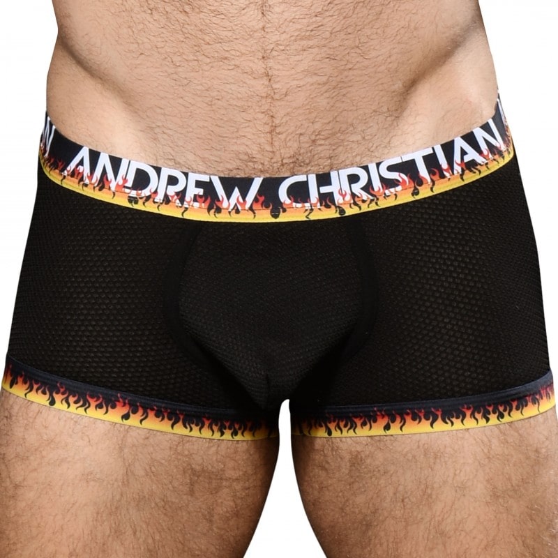 Andrew Christian Flames Mesh Almost Naked Trunks Black INDERWEAR