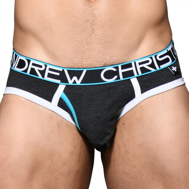 Andrew Christian Almost Naked Fly Tagless Briefs Charcoal Inderwear