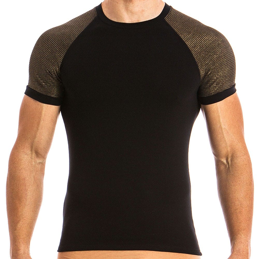 black and gold raglan shirt