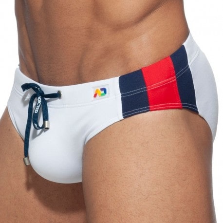 Addicted Stripes Basic Swim Brief - White