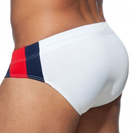 Addicted Stripes Basic Swim Brief - White