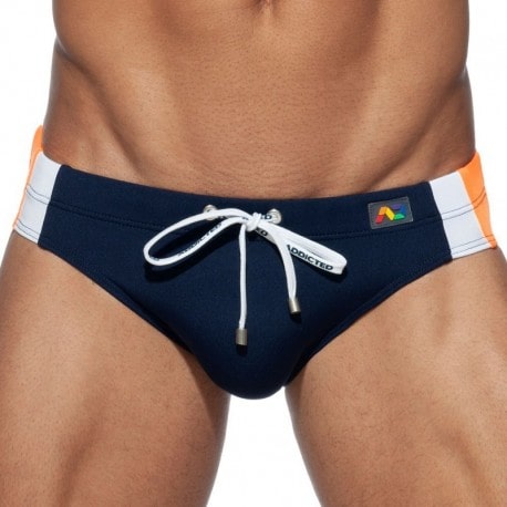 Addicted Stripes Basic Swim Brief - Navy