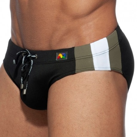 Addicted Stripes Basic Swim Brief - Black