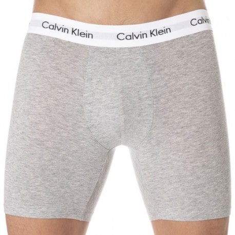 Calvin Klein 3-Pack Cotton Stretch Long Leg Boxer Briefs - Black - White - Grey