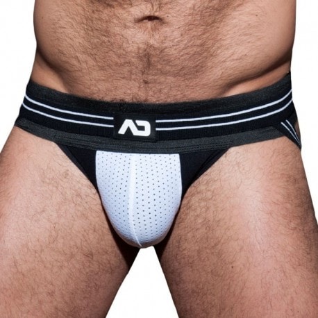 AD Fetish Double Stripe Jock - Black - White