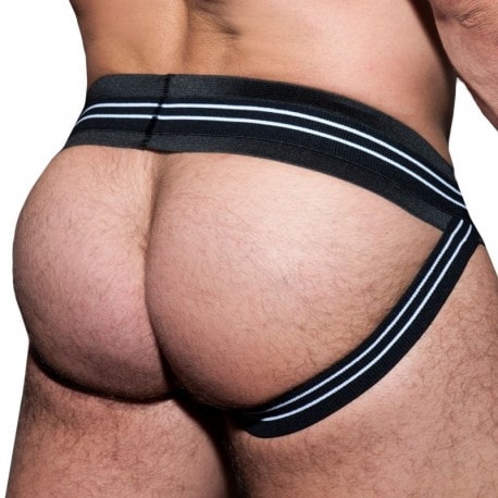 AD Fetish Double Stripe Jock - Black - White