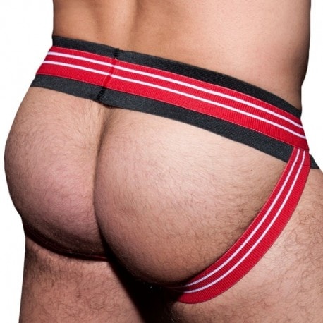 AD Fetish Double Stripe Jock - Black - Red