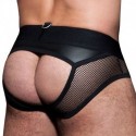 AD Fetish Mesh Mixed Bottomless Brief - Black