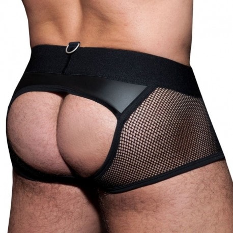 AD Fetish Mesh Mixed Bottomless Boxer - Black