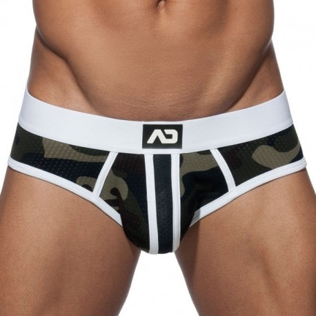 Addicted Camo Stripe Brief - White