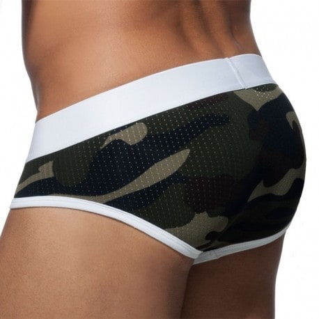 Addicted Camo Stripe Brief - White