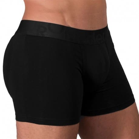 Rounderbum Long Padded Cotton Boxer Briefs - Black