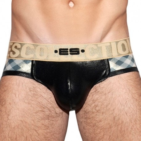 ES Collection Squares Gold Jock - Black