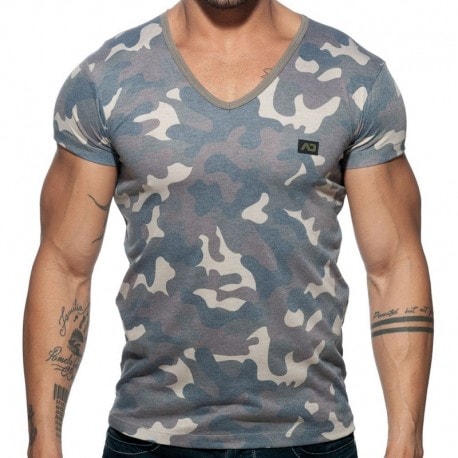 Addicted Washed Camo T-Shirt - Khaki