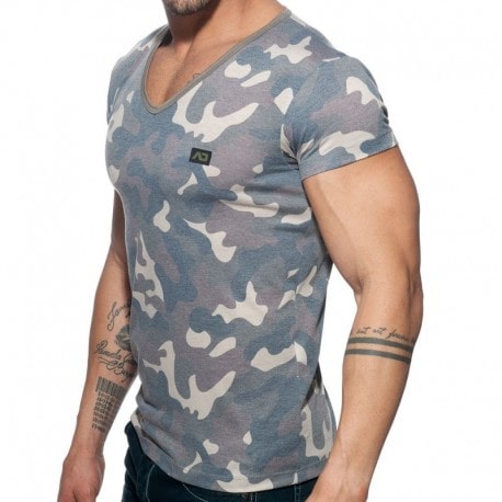 Addicted Washed Camo T-Shirt - Khaki