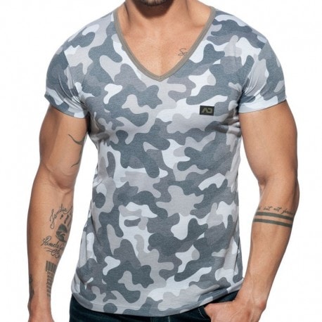 Addicted Washed Camo T-Shirt - Grey