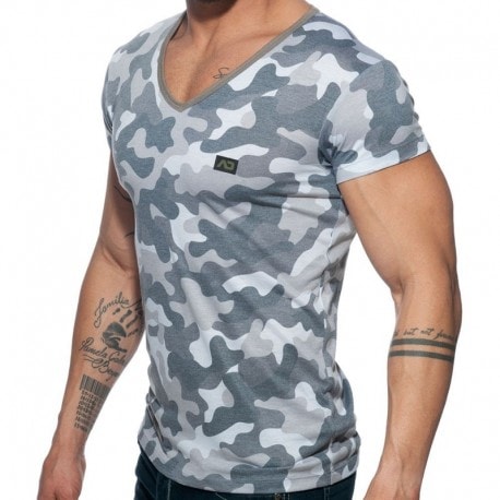 Addicted Washed Camo T-Shirt - Grey