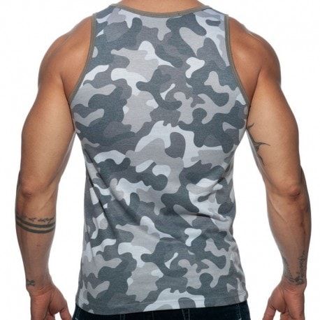 Addicted Washed Camo Tank Top - Grey