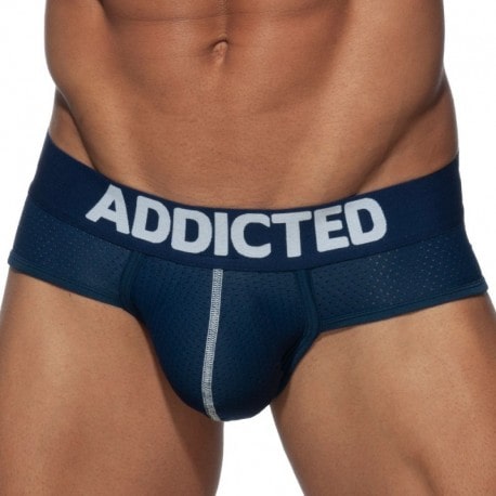 Addicted 3er Pack Slips MESH BRIEF PUSH UP AD475P, weiß/blau/schwarz, ADDICTED, Marken