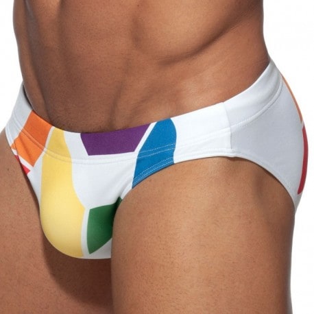 Addicted AD Rainbow Bikini Swim Brief - White