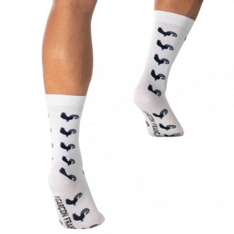 Garçon Français Chaussettes Coq Gaulois Blanches