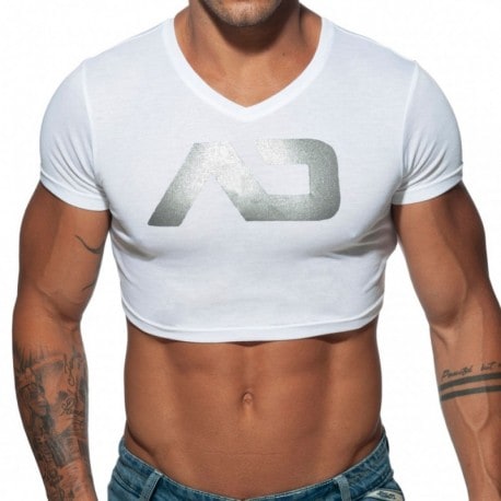 Mesh crop top - white - ADDICTED : sale of Short Sleeves for men AD