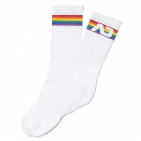 Addicted AD Rainbow Socks - White