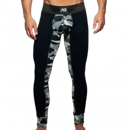 Caleçon Long Camo Rib Camouflage - Noir