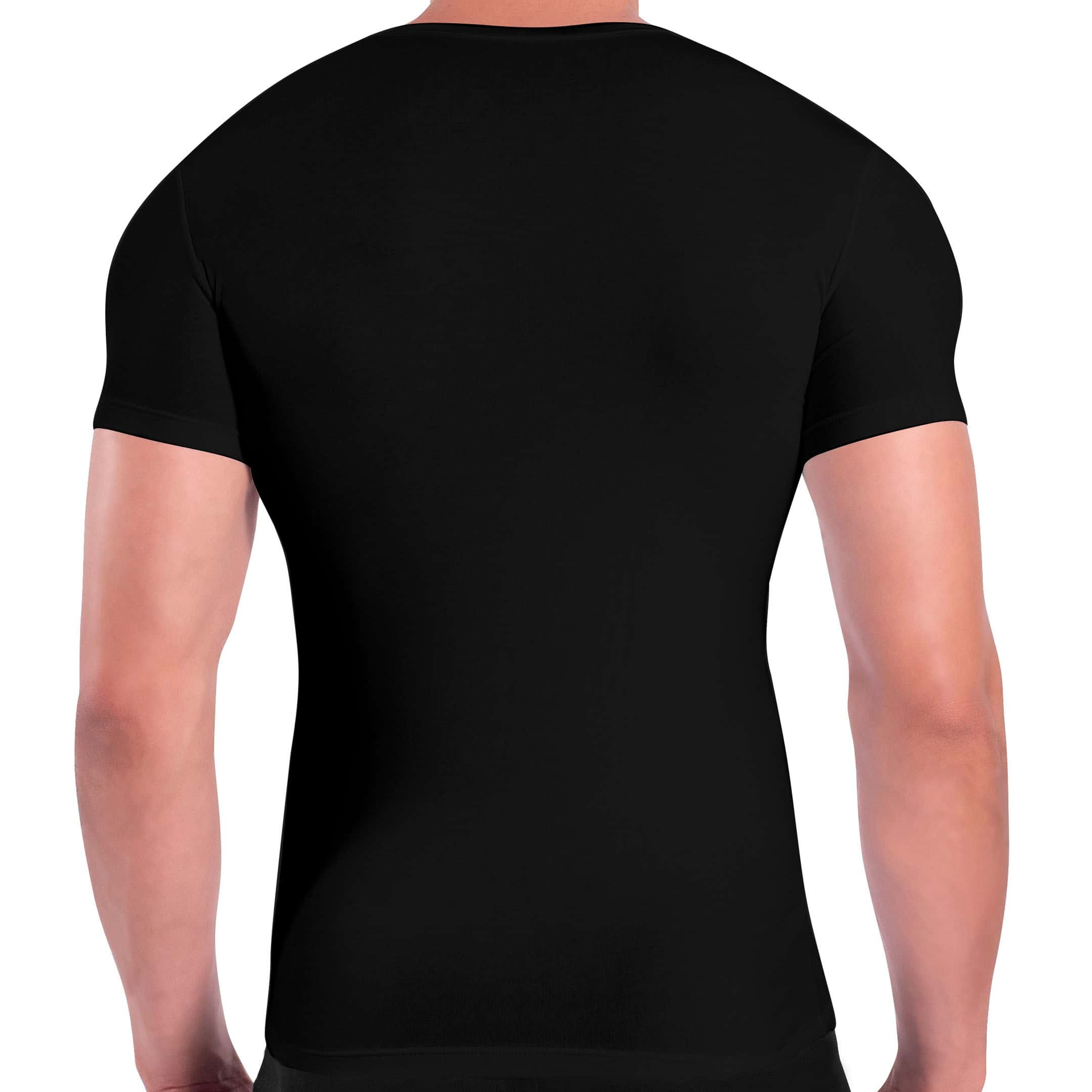 Rounderbum Deep V Cotton Compression T-Shirt - Black