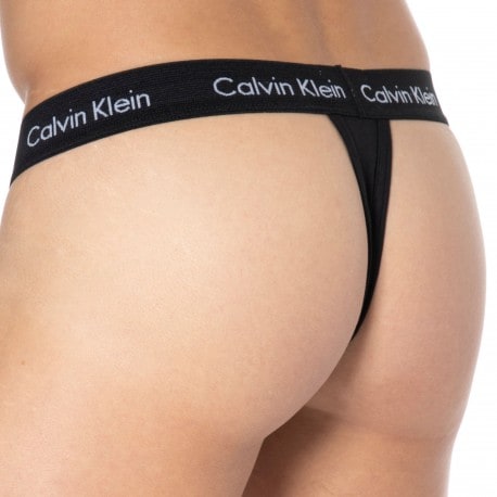 Calvin Klein 2-Pack Cotton Stretch Thongs - Black