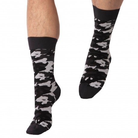 SKU Camo Cotton Dress Socks - Grey