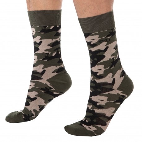 SKU Camo Cotton Dress Socks - Khaki