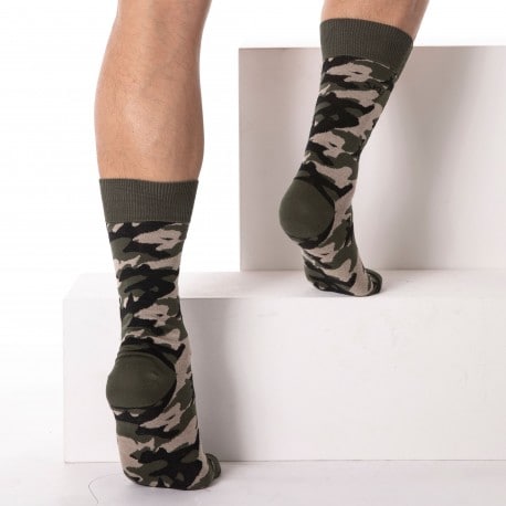 SKU Camo Cotton Dress Socks - Khaki