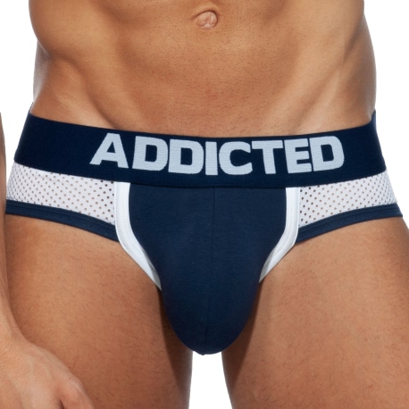 Addicted 3-Pack Combi Mesh Briefs - Black - Red - Navy Blue