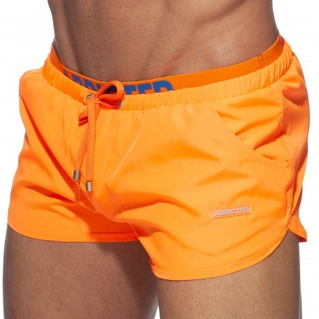 Addicted Double Waistband Swim Shorts - Orange