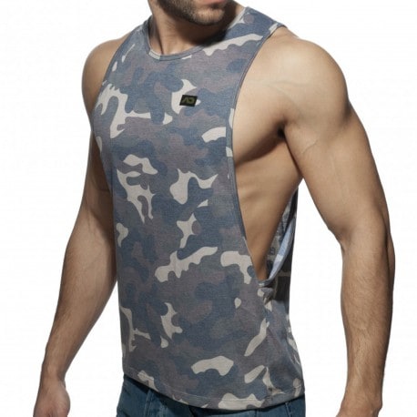 Addicted Washed Camo Low Rider Tank Top - Khaki