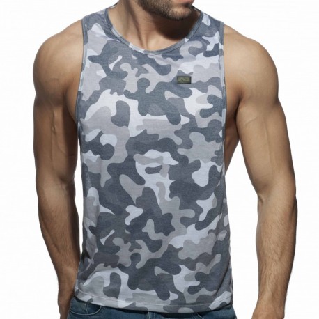 Addicted Washed Camo Low Rider Tank Top - Grey