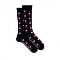 Garçon Français Hearts Cotton Dress Socks - Navy Blue