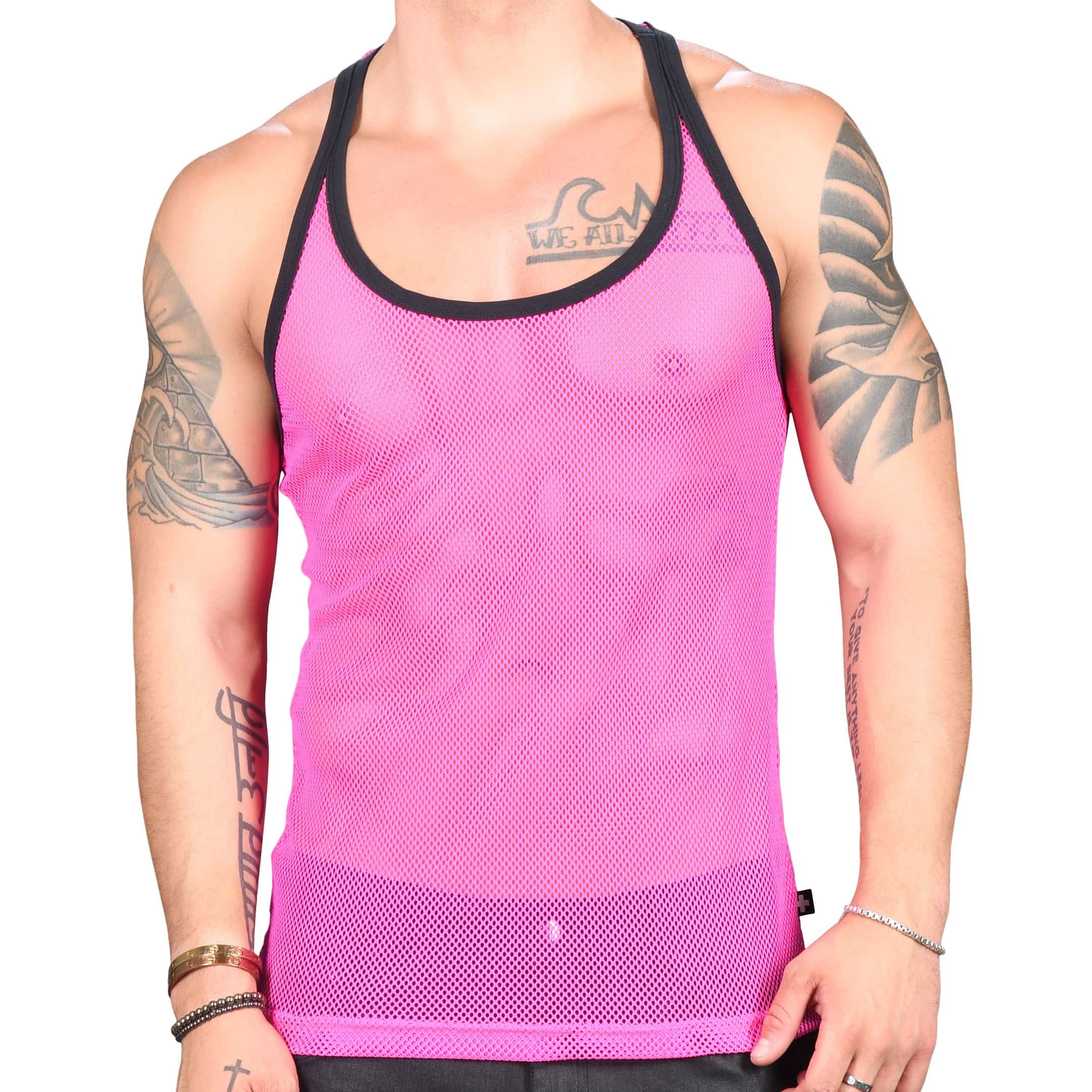 Andrew Christian Club Mesh Tank Top Neon Pink