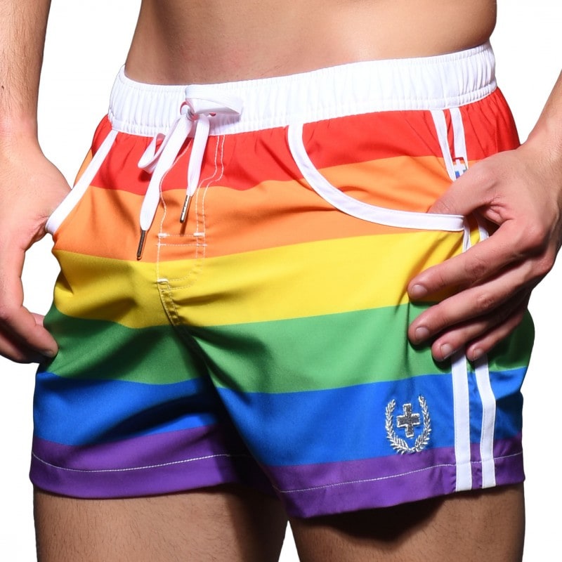 Andrew Christian Pride Stripe Swim Shorts Rainbow 1163