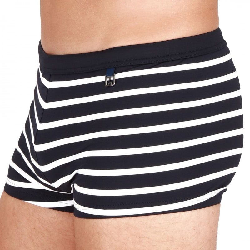 HOM Pavillon Swim Trunks - Navy - White Stripe