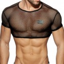 Addicted C-Through Mesh Cropped Top - Black