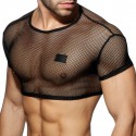 Addicted C-Through Mesh Cropped Top - Black