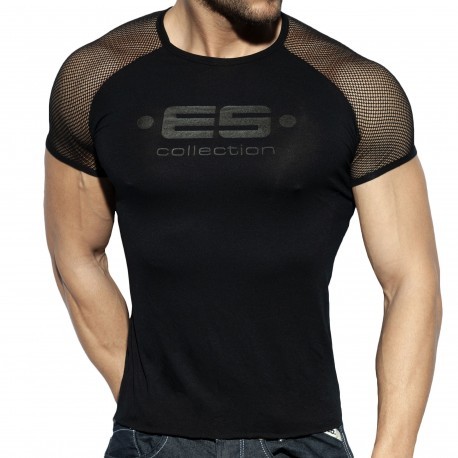 ES Collection Mesh Long Sleeves T-Shirt - Black