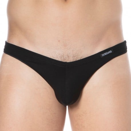 Doreanse Sexy Cotton Modal Plain Thong - Black