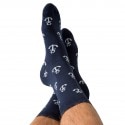 Garçon Français Anchor Cotton Dress Socks - Navy