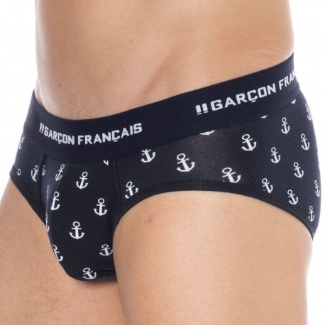 Garçon Français Anchor Cotton Briefs - Navy